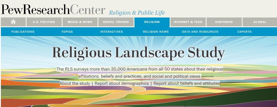 Pew Survey of the major religions including their denominations in America