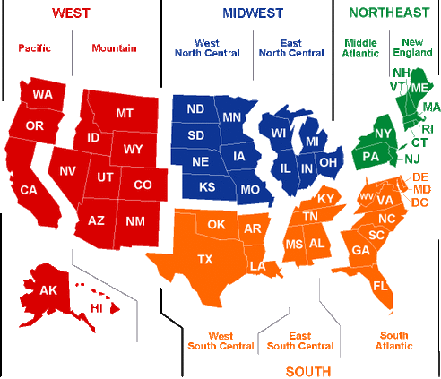 List of Regions in the United States